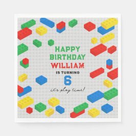 かわいいカラフルレンガ建物ブロック子供の誕生日 スタンダードランチョンナプキン