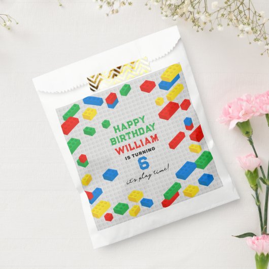 かわいいカラフルレンガ建物ブロック子供の誕生日 フェイバーバッグ (封をした状態)