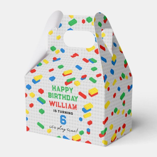かわいいカラフルレンガ建物ブロック子供の誕生日 フェイバーボックス (正面サイド)