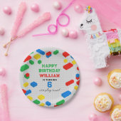 かわいいカラフルレンガ建物ブロック子供の誕生日 ペーパープレート (パーティー)