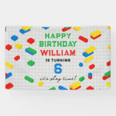 かわいいカラフルレンガ建物ブロック子供の誕生日 横断幕 (横)