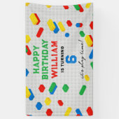 かわいいカラフルレンガ建物ブロック子供の誕生日 横断幕 (縦)