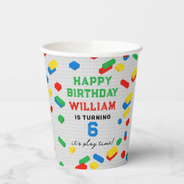 かわいいカラフルレンガ建物ブロック子供の誕生日 紙コップ