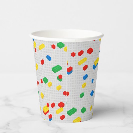 かわいいカラフルレンガ建物ブロック子供の誕生日 紙コップ (右)