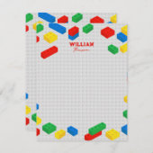 かわいいカラフルレンガ建物ブロック子 ノートカード (正面/裏面)