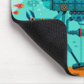 かわいいカラフルロボットの水中シーン マウスパッド (コーナー)