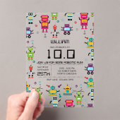 かわいいカラフルロボット子供ロボット誕生日パーティー アクリル招待状 (インサイチュ (ポータブル))
