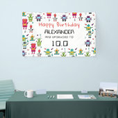 かわいいカラフルロボット子供ロボット誕生日パーティー 横断幕 (トレードショー)