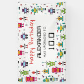 かわいいカラフルロボット子供ロボット誕生日パーティー 横断幕 (縦)