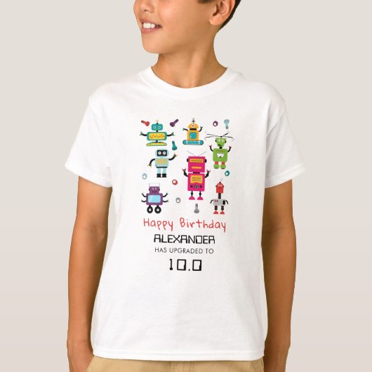 かわいいカラフルロボット子供ロボット誕生日パーティー Tシャツ (正面)