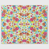 かわいいカラフルヴィンテージバラパターン ラッピングペーパー (フラット)