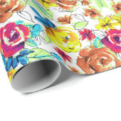 かわいいカラフルヴィンテージバラパターン ラッピングペーパー (ロールコーナー)
