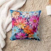 かわいいカラフルヴィンテージフラワーアート クッション (ブランケット)