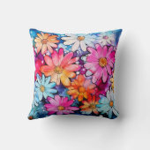 かわいいカラフルヴィンテージフラワーアート クッション (裏面)