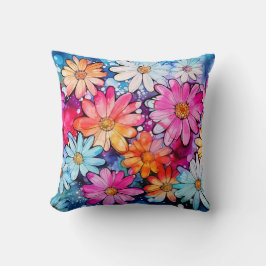 かわいいカラフルヴィンテージフラワーアート クッション