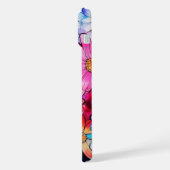 かわいいカラフルヴィンテージフラワーアート iPhoneケース (左側面)