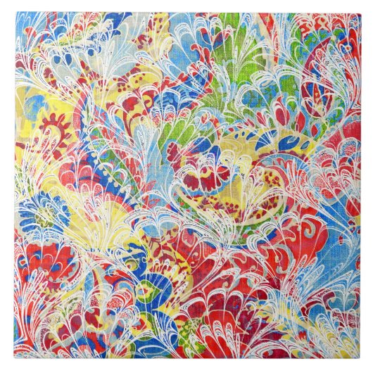 かわいいカラフルヴィンテージフローラ タイル (正面)