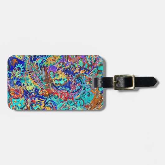 かわいいカラフルヴィンテージフローラ ラゲッジタグ (正面横)