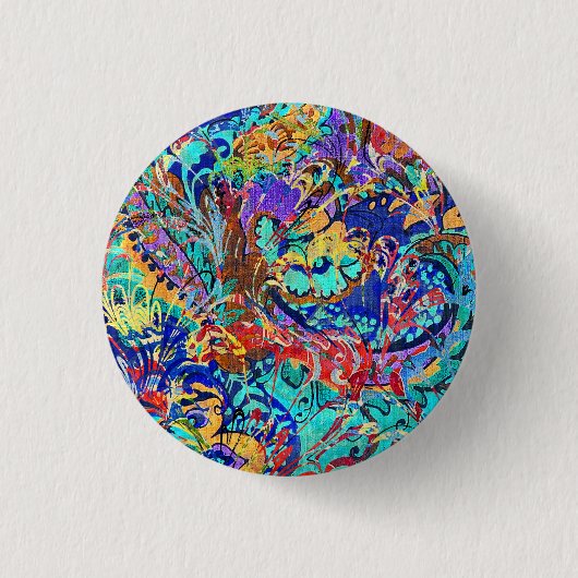 かわいいカラフルヴィンテージフローラ 缶バッジ (正面)