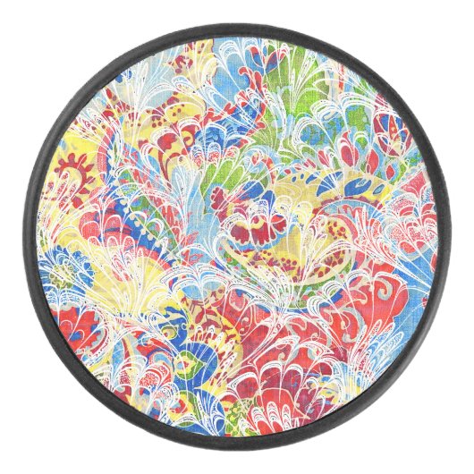 かわいいカラフルヴィンテージフローラiPhoneウォレットケース アイスホッケーパック (正面)