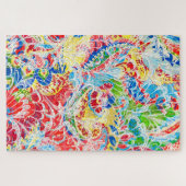 かわいいカラフルヴィンテージフローラiPhoneウォレットケース ジグソーパズル (横)