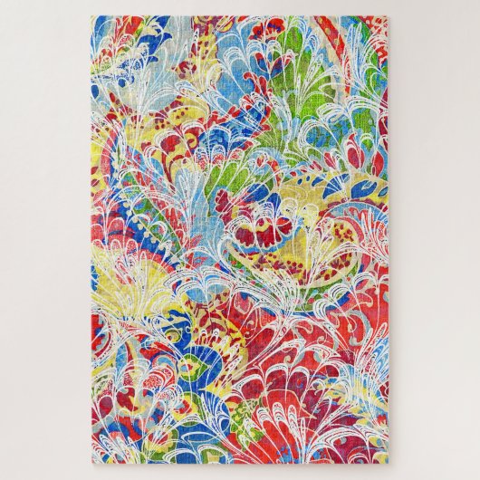 かわいいカラフルヴィンテージフローラiPhoneウォレットケース ジグソーパズル (縦)