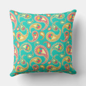 かわいいカラフルヴィンテージペイズリーパターン クッション (裏面)