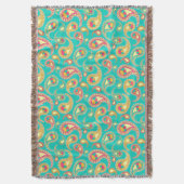 かわいいカラフルヴィンテージペイズリーパターン スローブランケット (正面縦)