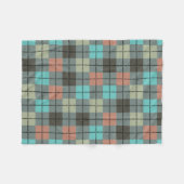 かわいいカラフルヴィンテージ格子模様 フリースブランケット (正面(横))