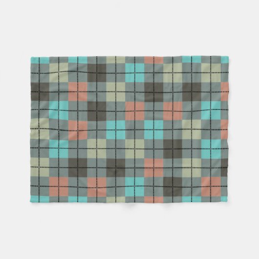 かわいいカラフルヴィンテージ格子模様 フリースブランケット (正面(横))