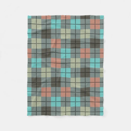 かわいいカラフルヴィンテージ格子模様 フリースブランケット (正面)