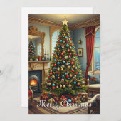 かわいいカラフルヴィンテージ素朴メリークリスマスツリー シーズンカード (正面/裏面)