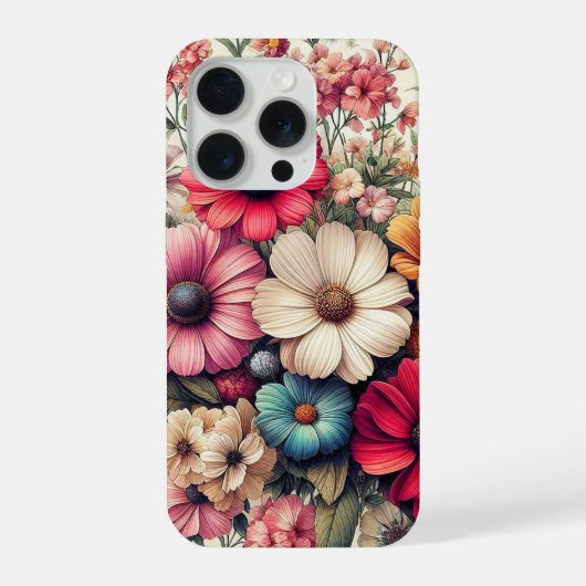 かわいいカラフルヴィンテージ花房 iPhoneケース (裏面)