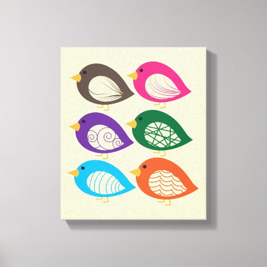 かわいいカラフル予測できなの鳥 キャンバスプリント (正面)