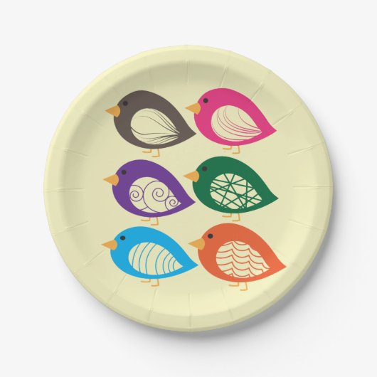 かわいいカラフル予測できなの鳥 ペーパープレート (正面)