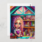 かわいいカラフル人形(ドールハウス) ポストカード (正面/裏面)