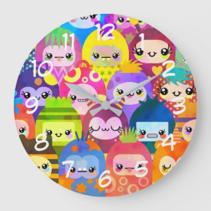 かわいいカラフル人物キャラクター ラージ壁時計