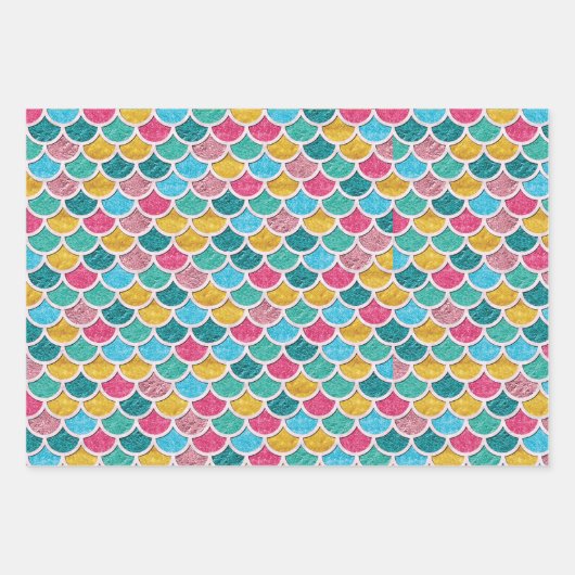 かわいいカラフル人魚はかりで測 ラッピングペーパーシート (正面3)