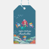 かわいいカラフル人魚シャークのレインボー誕生日キッズ ギフトタグ (裏面)