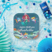 かわいいカラフル人魚シャークのレインボー誕生日キッズ ペーパープレート (パーティー)