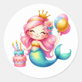 かわいいカラフル人魚ステッカー ラウンドシール