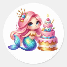 かわいいカラフル人魚ステッカー ラウンドシール