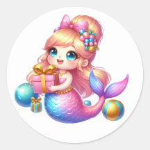かわいいカラフル人魚ステッカー