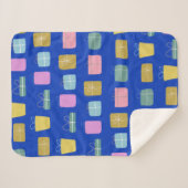 かわいいカラフル休日プレゼントパターンピンクブルー シェルパブランケット (正面(横))