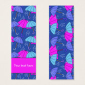 かわいいカラフル傘と雨粒しおり (正面&裏面)