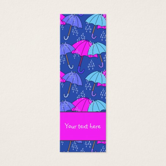 かわいいカラフル傘と雨粒しおり (正面)