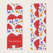 かわいいカラフル傘ハートと雨滴ブックマーク (正面&裏面)