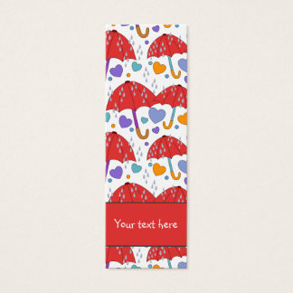 かわいいカラフル傘ハートと雨滴ブックマーク