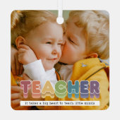 かわいいカラフル先生フォトクリスマス メタルオーナメント (裏面)