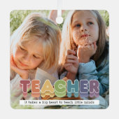 かわいいカラフル先生フォトクリスマス メタルオーナメント (正面)